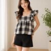 Plaid Ruffle Top