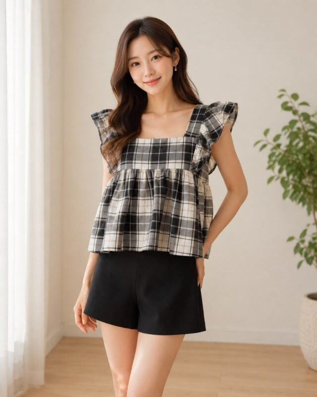 Plaid Ruffle Top